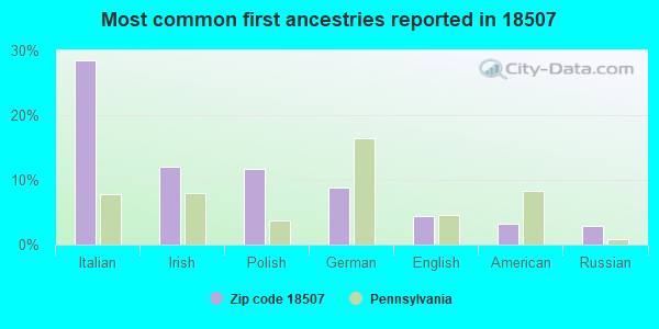 Most common first ancestries reported in 18507