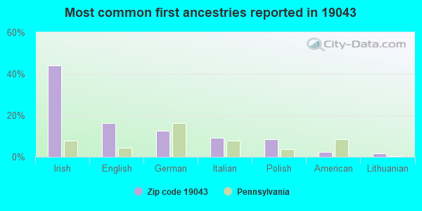 Most common first ancestries reported in 19043
