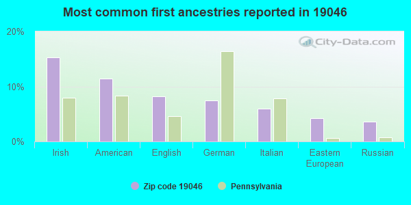 Most common first ancestries reported in 19046