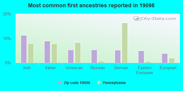 Most common first ancestries reported in 19096