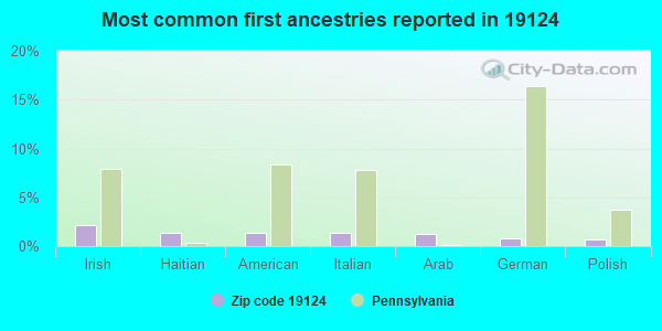 Most common first ancestries reported in 19124