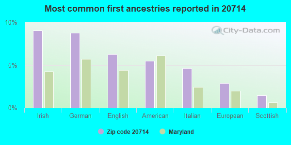 Most common first ancestries reported in 20714