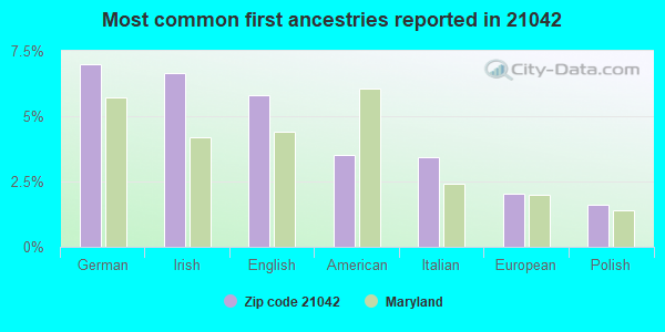 Most common first ancestries reported in 21042