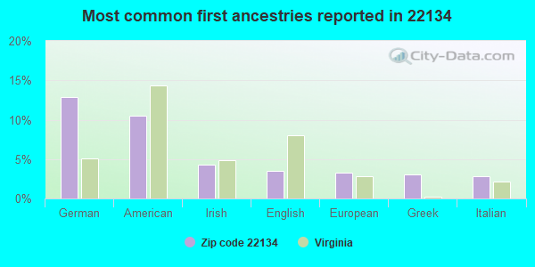 Most common first ancestries reported in 22134