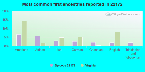 Most common first ancestries reported in 22172