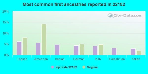 Most common first ancestries reported in 22182