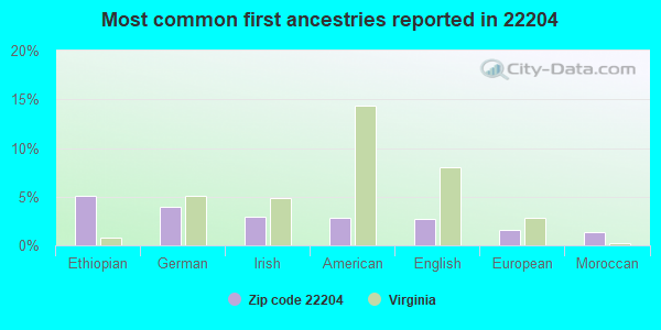 Most common first ancestries reported in 22204