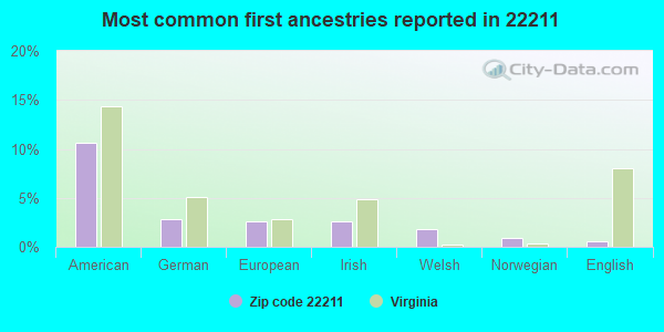 Most common first ancestries reported in 22211