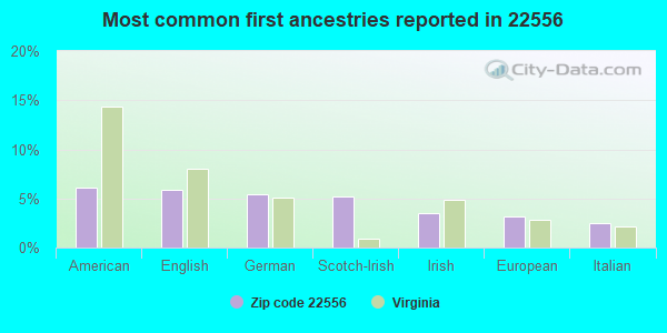 Most common first ancestries reported in 22556
