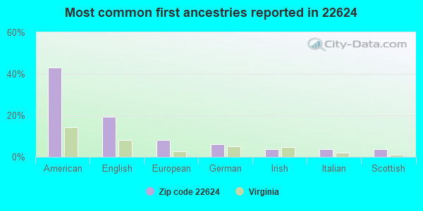 Most common first ancestries reported in 22624