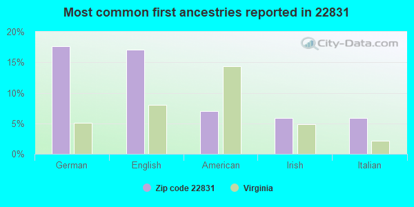 Most common first ancestries reported in 22831