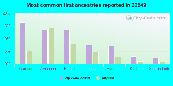 Most common first ancestries reported in 22849