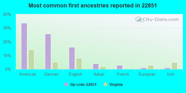 Most common first ancestries reported in 22851