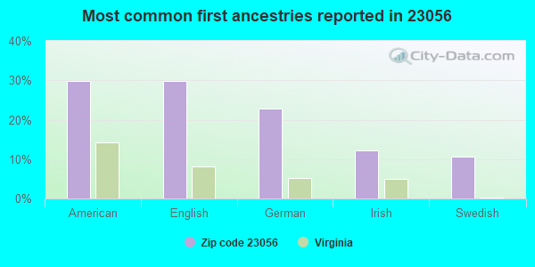 Most common first ancestries reported in 23056