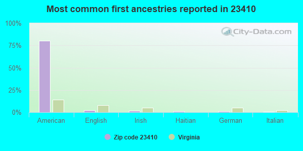 Most common first ancestries reported in 23410