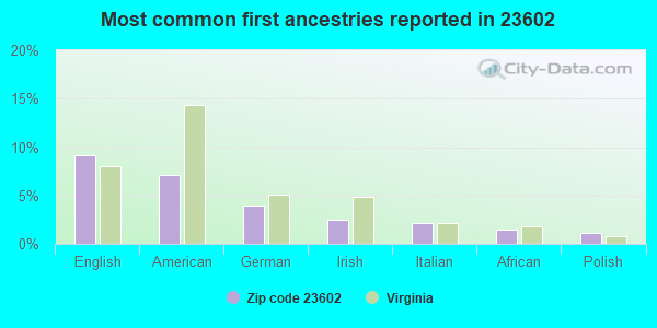 Most common first ancestries reported in 23602