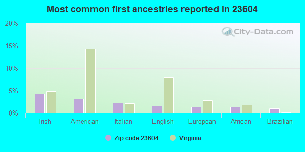 Most common first ancestries reported in 23604