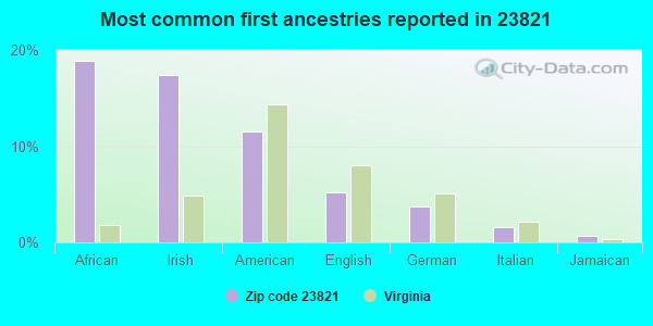 Most common first ancestries reported in 23821