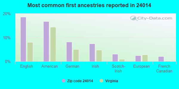 Most common first ancestries reported in 24014