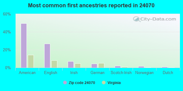Most common first ancestries reported in 24070