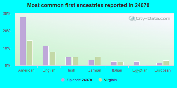 Most common first ancestries reported in 24078