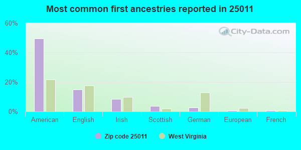 Most common first ancestries reported in 25011
