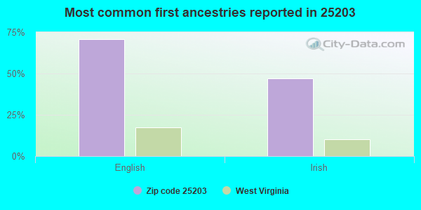 Most common first ancestries reported in 25203