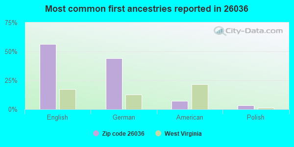Most common first ancestries reported in 26036