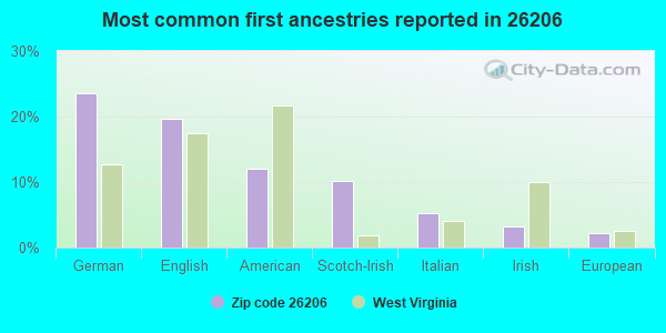 Most common first ancestries reported in 26206