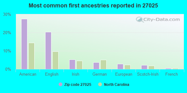 Most common first ancestries reported in 27025