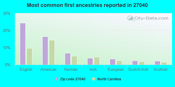 Most common first ancestries reported in 27040