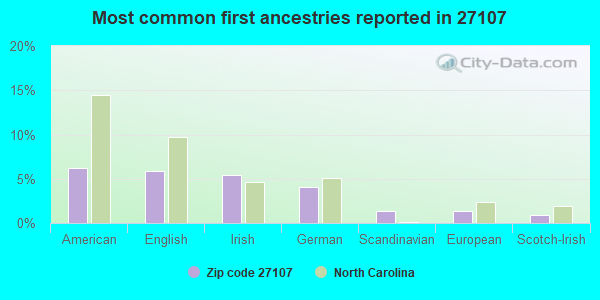 Most common first ancestries reported in 27107