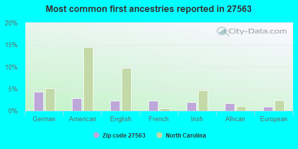 Most common first ancestries reported in 27563