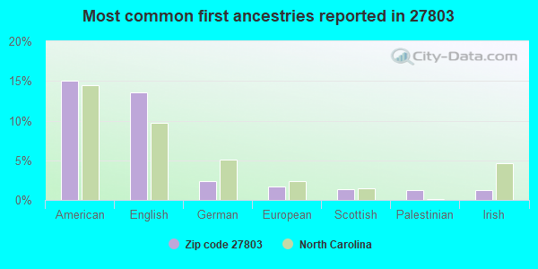 Most common first ancestries reported in 27803