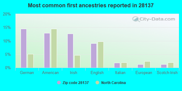 Most common first ancestries reported in 28137