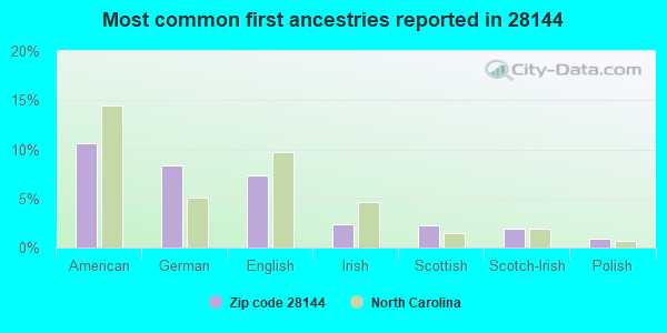 Most common first ancestries reported in 28144