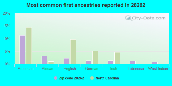 Most common first ancestries reported in 28262