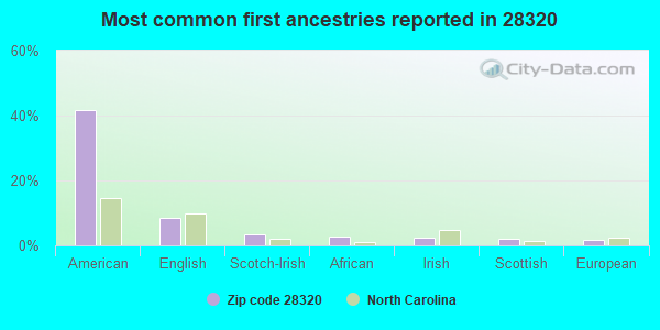 Most common first ancestries reported in 28320