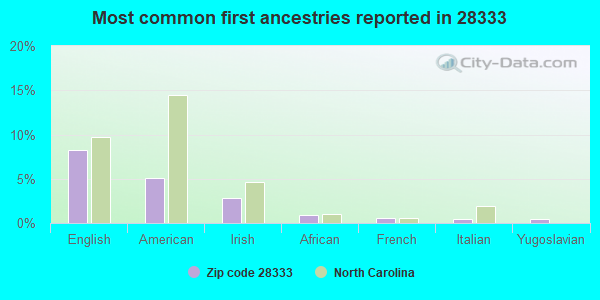Most common first ancestries reported in 28333