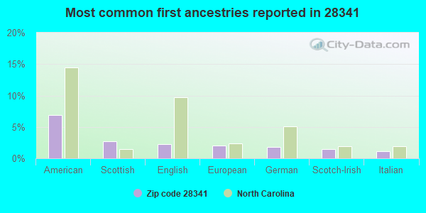 Most common first ancestries reported in 28341