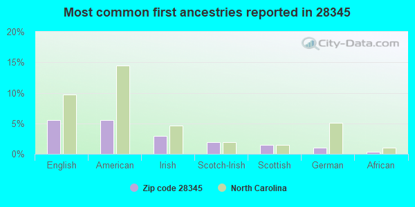 Most common first ancestries reported in 28345