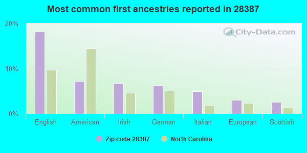 Most common first ancestries reported in 28387