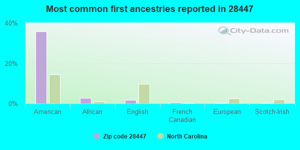 Most common first ancestries reported in 28447