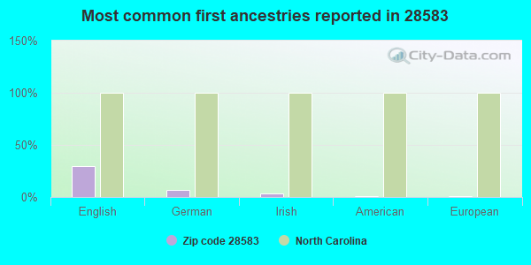 Most common first ancestries reported in 28583