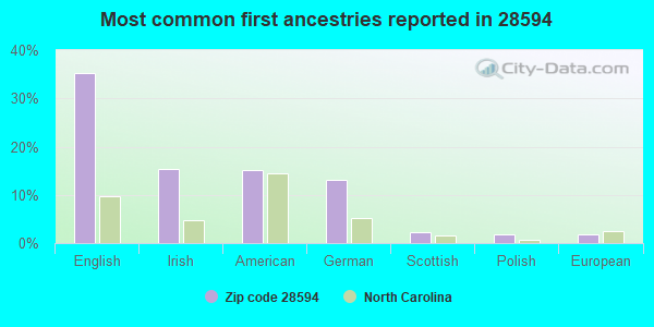 Most common first ancestries reported in 28594
