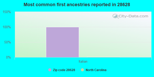 Most common first ancestries reported in 28628