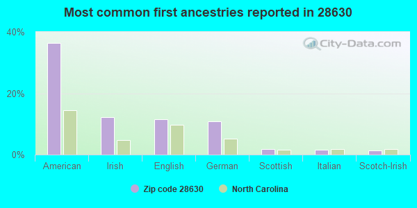 Most common first ancestries reported in 28630