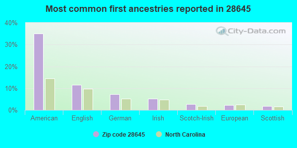 Most common first ancestries reported in 28645