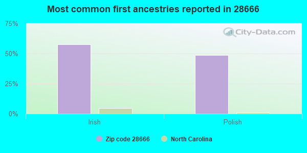 Most common first ancestries reported in 28666