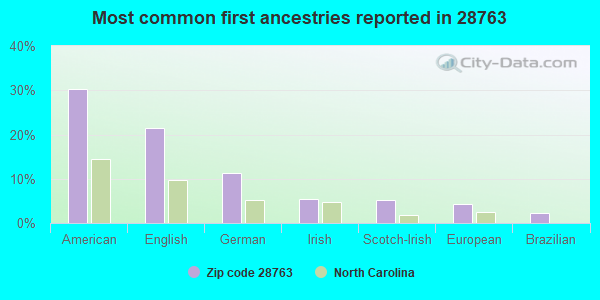 Most common first ancestries reported in 28763